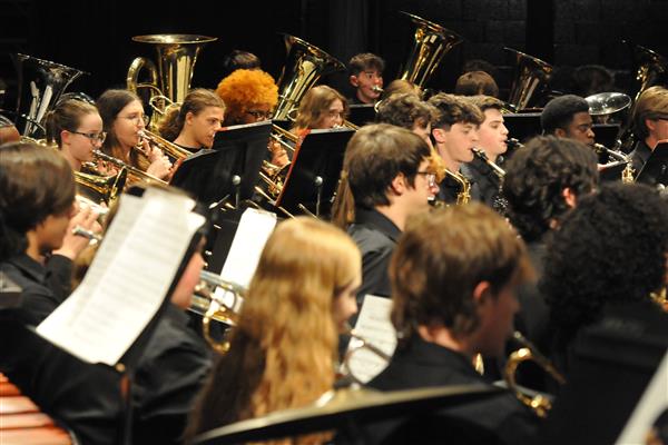 Students performing at the 2023-2024 All County Band Concert